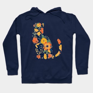 Floral cat, botanical cat sitting Hoodie